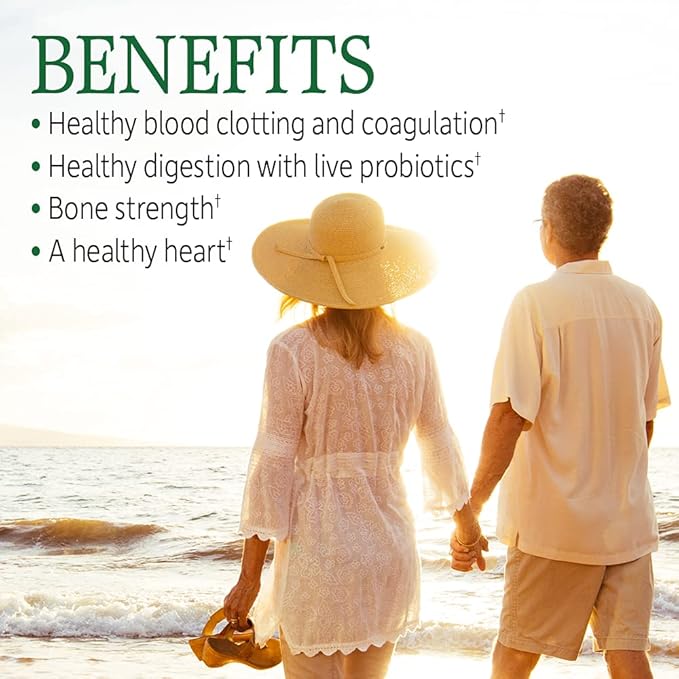 Garden of Life Vitamin K2 and K1 Vitamin Code Vegan K Complex for Bone Strength and Heart Health Omega Rich Flax Seed Oil Trace Minerals Probiotics 60 Day Supply (Pack of 2)