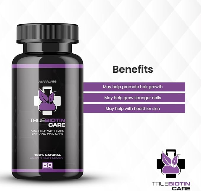 True Biotin Care - Supports Healthy Hair Skin and Nails 5000 mcg Rapid Release 60 Count