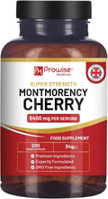 Montmorency Cherry 6400mg - 200 Tart Cherry Capsules - Natural Tart Cherry Extract Supplement for Men &amp Women – Super Strength Gluten Free Vegan and GMO Free - Made in The UK by Prowise