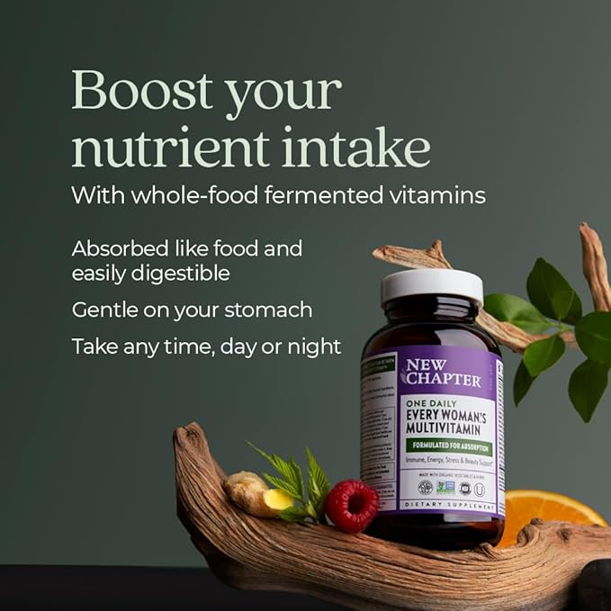 New Chapter Women’s Multivitamin Iron B6 B12 Biotin for Hair Growth D3 Vit C Zinc for Immune &amp Stress Support Gentle on an Empty Stomach One Daily Non-GMO Gluten-Free 18+ 72 Tablets