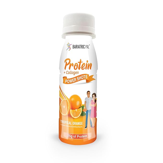 BariatricPal Ready-To-Drink 25g Whey Protein &amp Collagen Power Shots - Tropical Orange (48 Bottles)