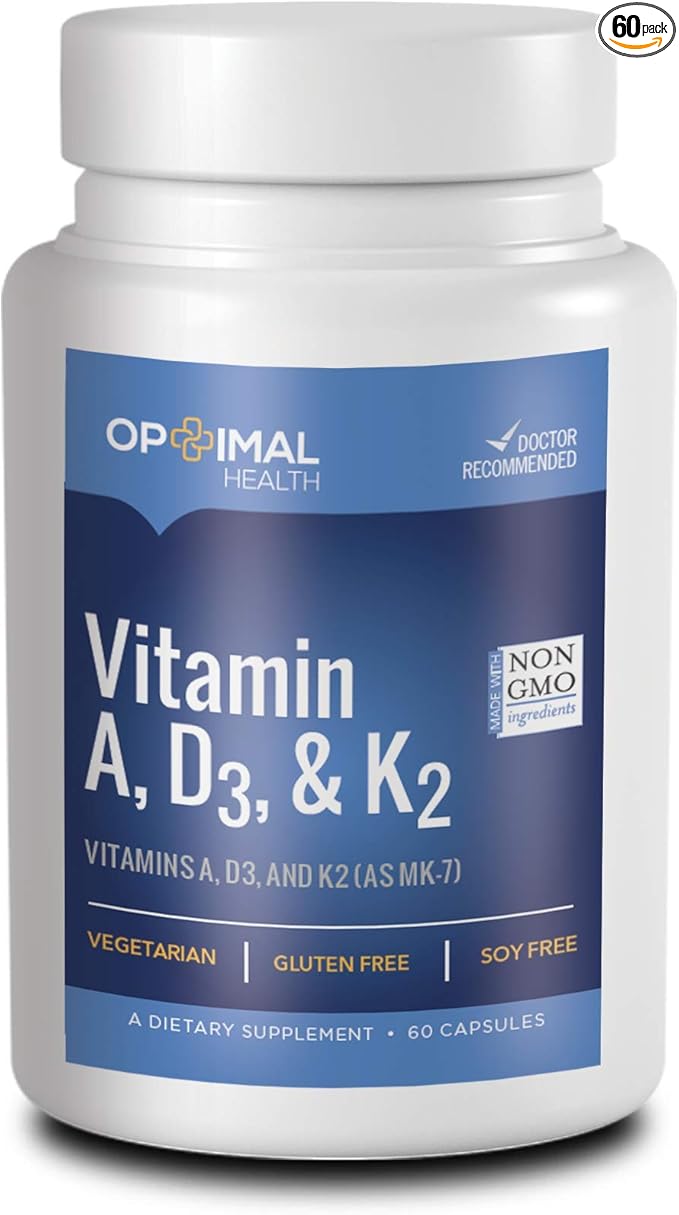Vitamin ADK Supplement with Vitamins A 5000IU Vitamin D3 and 500mcg Vitamin K2 (as MK-7) | NON GMO | Gluten &amp Soy Free
