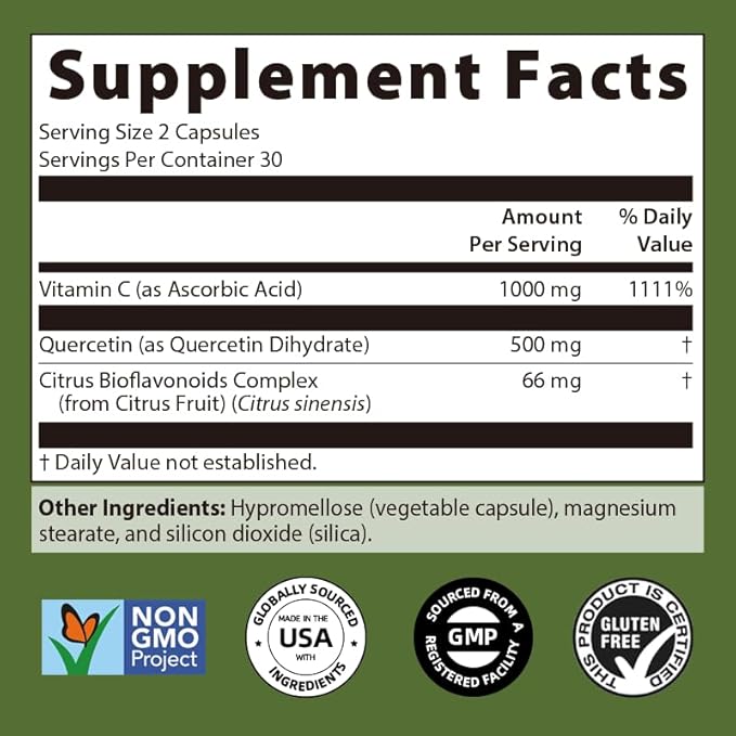 Quercetin Vitamin C Complex-Promotes Lung Health and Respiratory Circulation60 Capsules