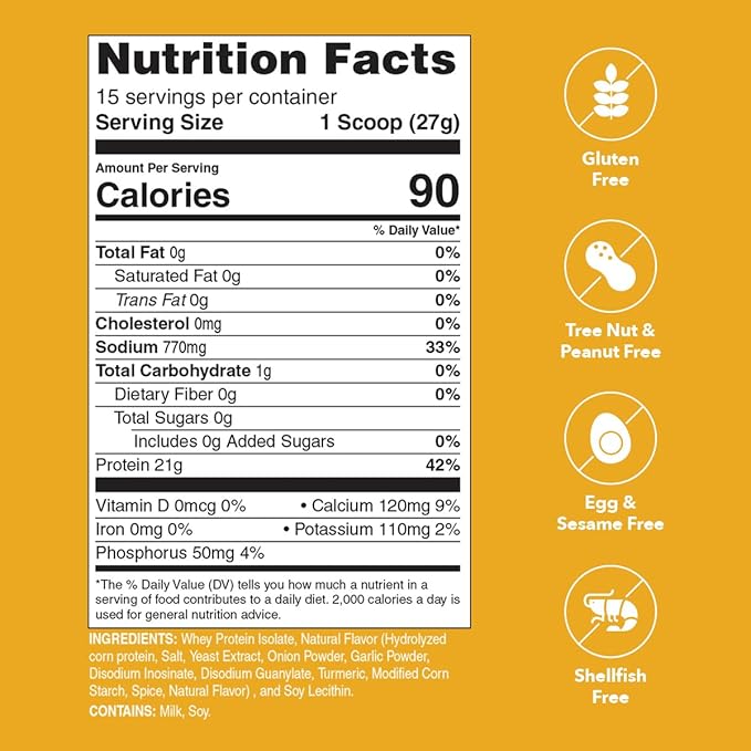 Unjury Whey Protein Powder | Chicken Soup Flavored High Protein Soup | 21g 100% Whey Isolate Protein Powder | Low Carb and Sugar Free | Gluten Free | Certified Kosher | 15 Servings