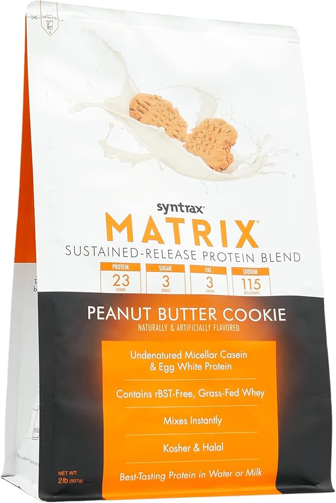 Syntrax Nutrition Matrix - Sustained-Release Protein Blend Peanut Butter Cookie 5 lbs. Real Cookie Pieces