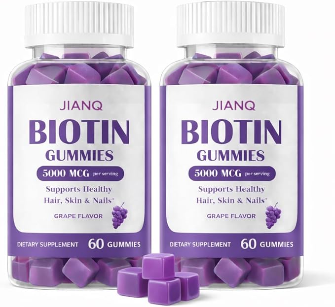Biotin Gummies for Hair Skin &amp Nails – High Strength 5000 mcg Biotin with Collagen Zinc &amp Vitamin C | Vegan Sugar-Free Non-GMO | Supports Healthy Hair Growth 120 Count