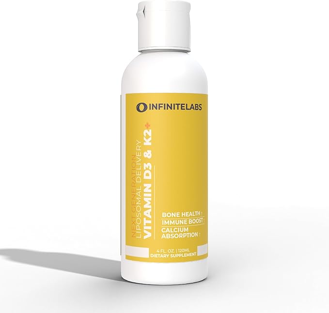 Infinite Labs Liposomal Vitamin D3 &amp K2+ | Bone &amp Heart Guardian | High Absorption Formula for Optimal Bone Density &amp Cardiovascular Support | Gluten Free Sugar Free | 150ML 5 Fl Oz