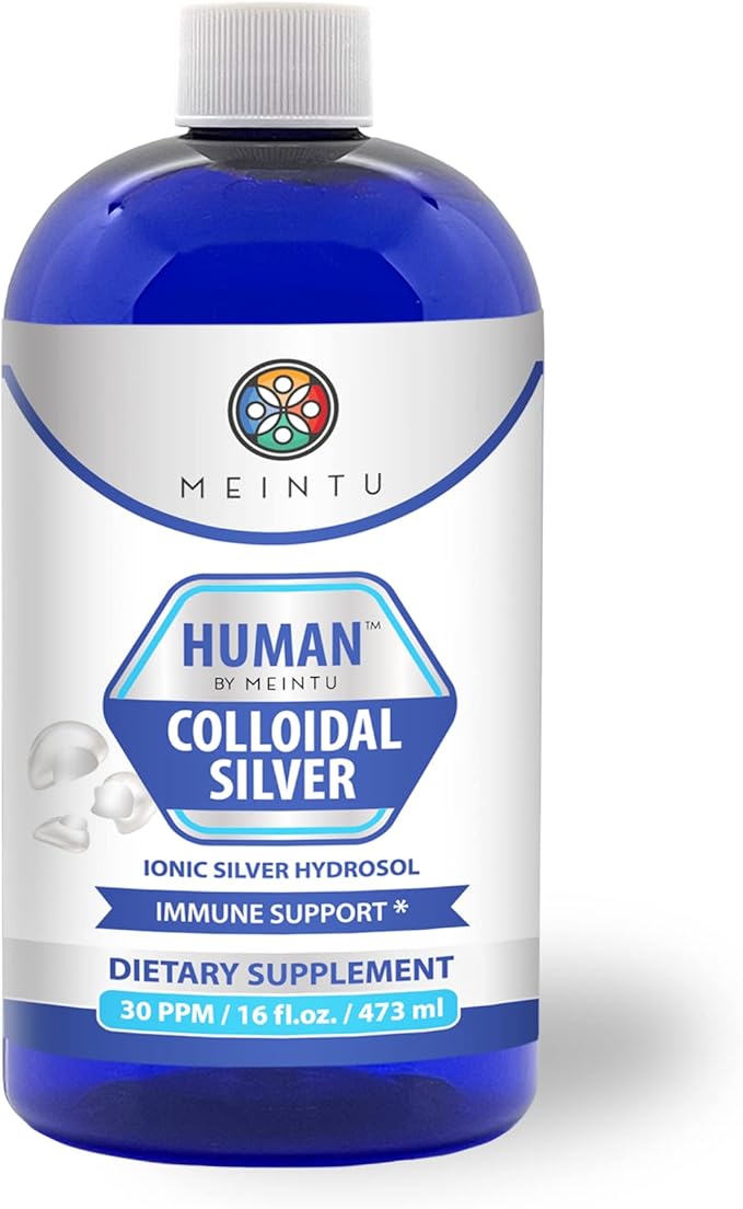 Human™ by MEINTU Ultra-Pure Colloidal Silver for Natural Immune Support* - 16oz - Economy Refill Size Premium Ionic Silver Hydrosol Supplement Safe for Adults Children and Pets