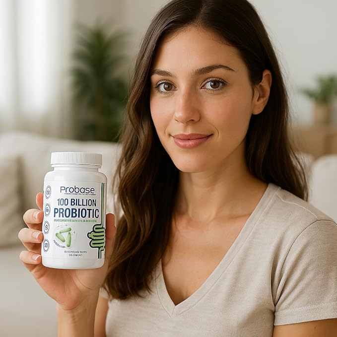 Probase Nutrition Probiotic 100 Billion CFU 10 Strains with Prebiotics 30 Veggie Capsules Gluten Free for Men and Women 30-Day Supply