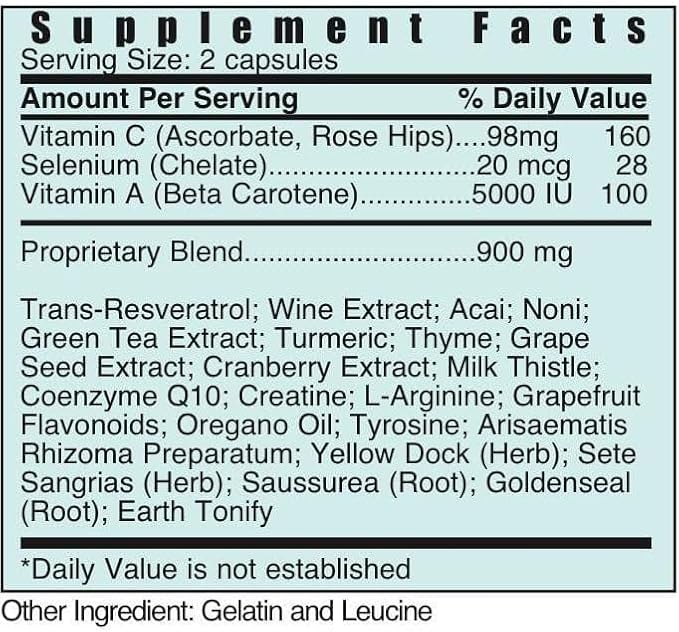 Systemic Formulas ROX Super Antioxidant with Resveratrol 60 Capsules #184. Super antioxidant Formula