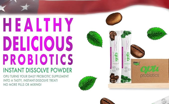 'Opu Probiotics Mint Instant-Dissolve - One Month Supply - 5 Billion CFU's - Men Women &amp Children w/Prebiotics Digestive Immune Support Sugar Free Gluten Free Non GMO
