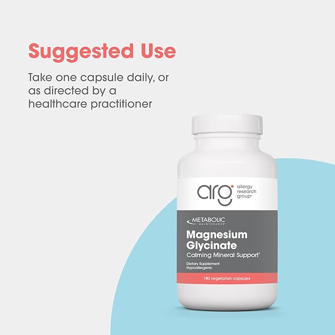 Metabolic Maintenance Magnesium Glycinate - Pure Magnesium Glycinate Powder Capsules with Vitamin C Chelated Mag for Sleep Health and Calm 125 mg Mag Bisglycinate - 180 Capsules