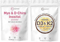 Micro Ingredients Vitamin D3 10000iu + K2 200mcg Coconut Oil Softgels &amp Myo &amp D-Chiro Inositol Powder Bundle 2 Pack | Essential Sunshine Vitamins | Inositol Supplement for Women
