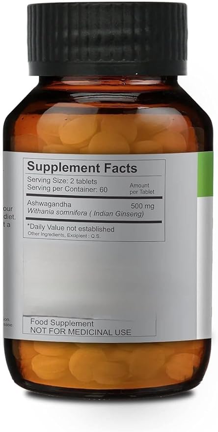 Ashwagandha Tablets 500mg (120 Tablets)| Withania somnifera | Ashvagandha | 500mg (120 Tablets)