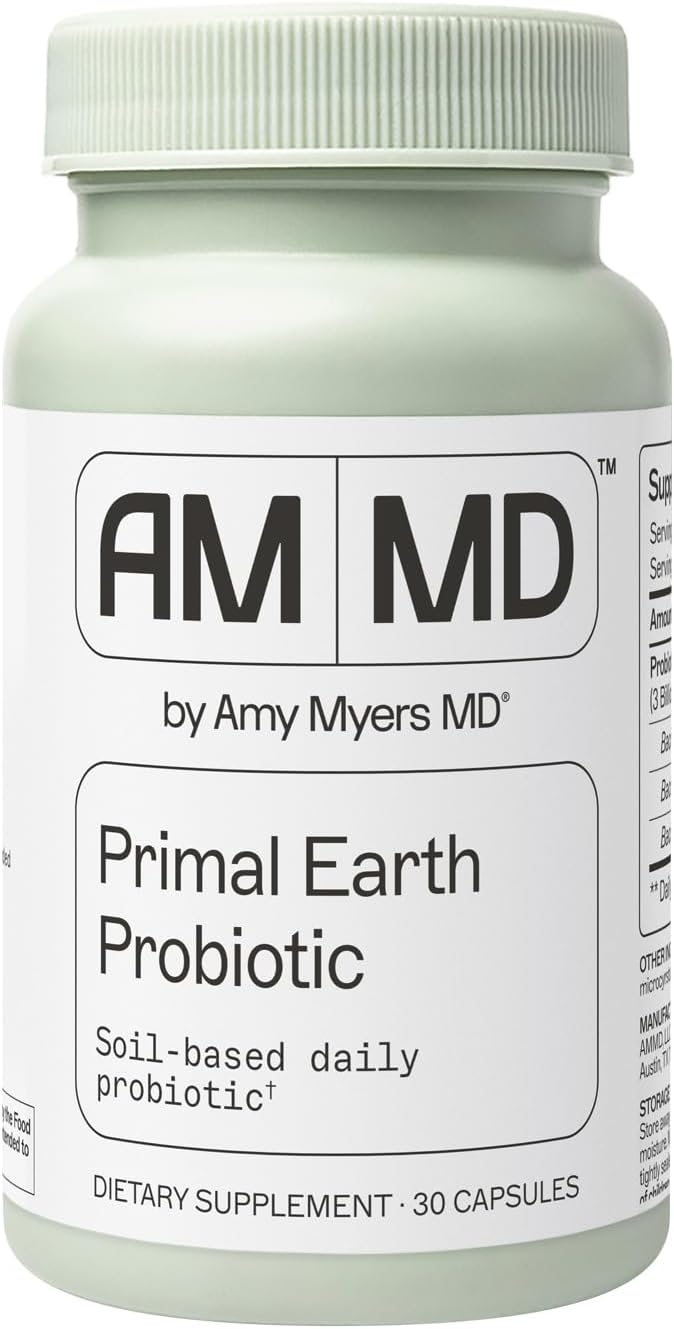 Amy Myers MD Primal Earth Probiotic - Digestive &amp Immune Support Supplement - Soil-Based Probiotic - Gluten-Free &amp Non-Dairy - Paleo-Friendly Adult Health Supplement - 30 Capsules