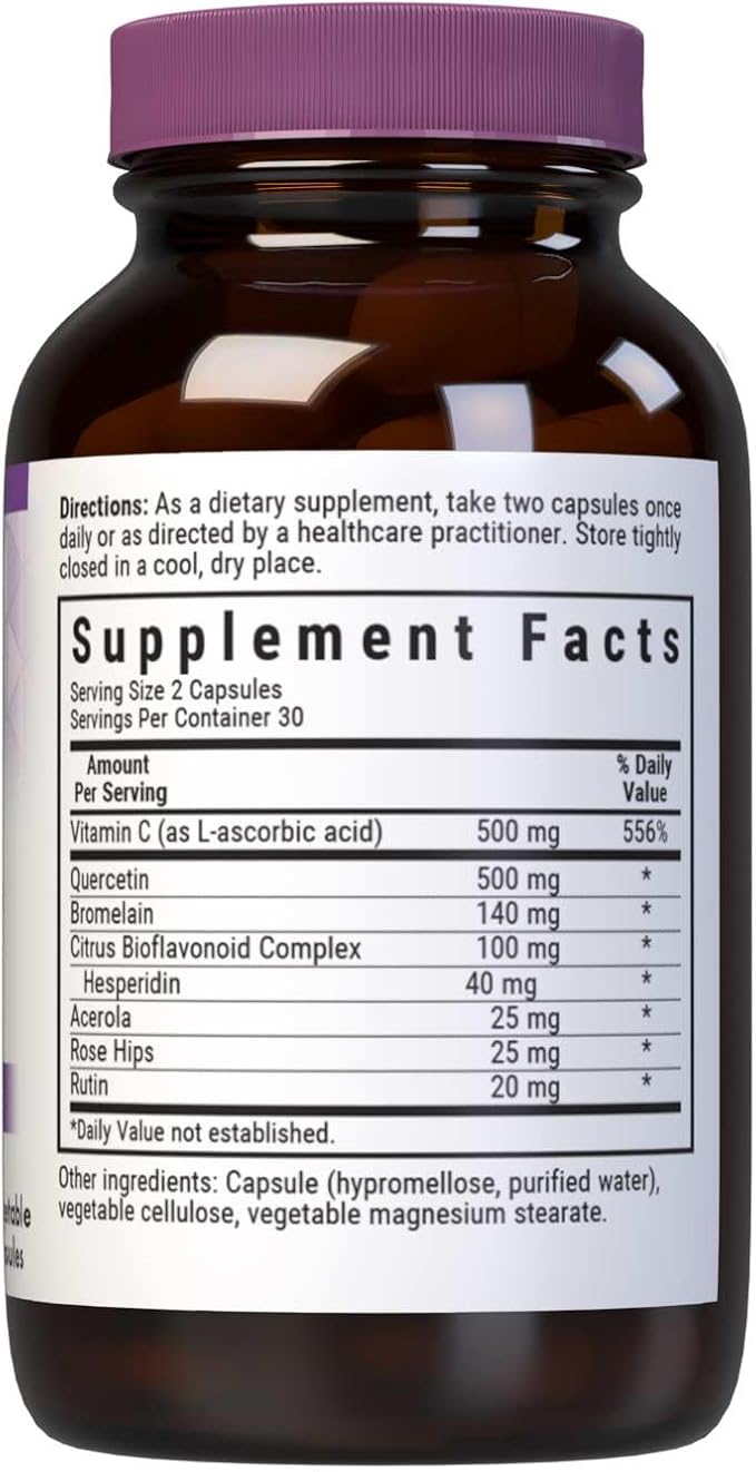 Bluebonnet Nutrition Super Quercetin Vegetable Capsules Vitamin C Formula Best for Seasonal &amp Immune Support Non GMO Gluten Free Soy Free Milk Free Kosher 60 Vegetable Capsules