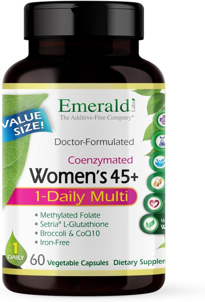 EMERALD LABS Women's 45+ 1-Daily Multi - Complete Multivitamin for Comprehensive Support Bone &amp Heart Health* - Designed for Women 45+ - Gluten-Free &amp Vegetarian- 60 Vegetable Capsules