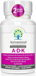 ADK Vitamin Supplement 5000 IU - High Potency Vitamins A D3 and K2 for Bone Health and Calcium Absorption | Gluten-Free Vitamin ADK Supplement 60 Day Supply 60 Capsules