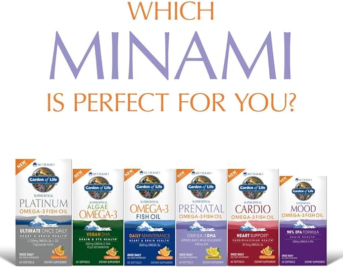 Garden of Life Prenatal DHA Omega 3 Fish Oil Supplement - Minami Natural PrenatalLemon60 Softgels(Pack of 2)