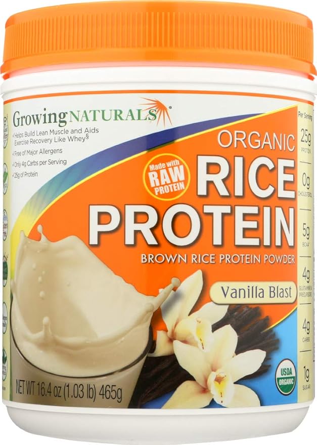 Growing Naturals Organic Rice Protein Vanilla Blast -- 1 lb by Growing Naturals