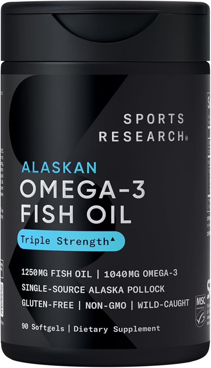 Sports Research® Healthy Hair Pack - Biotin 5000mcg with Organic Coconut Oil + Vegan Vitamin D 5000iu &amp Mk7 Vitamin K 100mcg + Omega-3 Fish Oil 1250