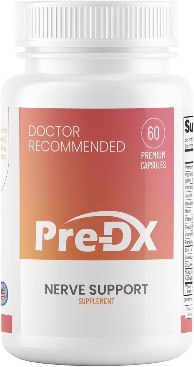 Pre-DX Nerve Support Supplement - Advanced L-Methylfolate Multivitamin w/Vitamin B-Complex &amp More for Resistance Enhancement - 3rd Party Tested L-methylfolate Supplement - 60 Capsules