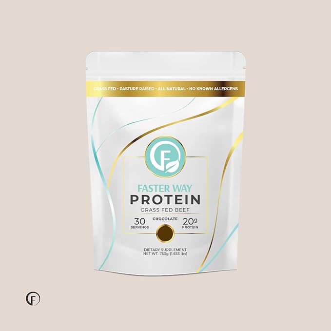 Faster Way - Protein Powder - Hydrolyzed Grass Fed Beef - 20g of Protein Per Serving - Muscle Growth &amp Recovery - 9 Essential Amino Acids - Sugar Gluten &amp Dairy Free - Non-GMO -Chocolate -30