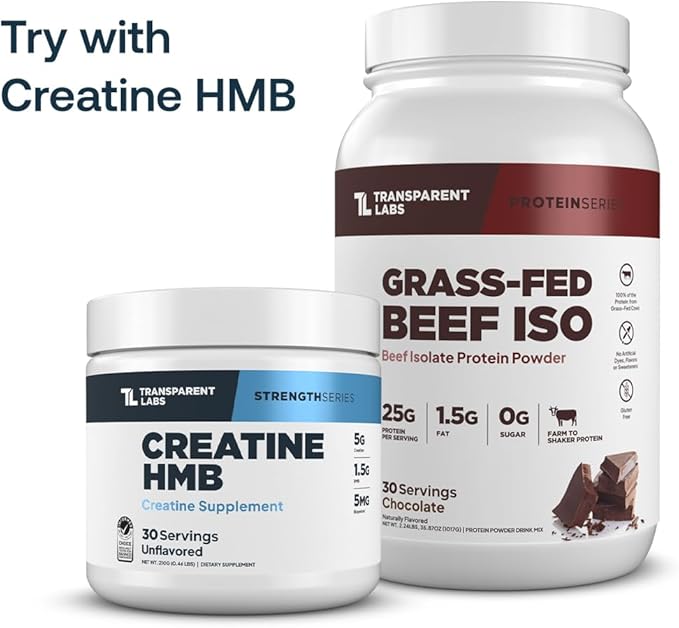 Transparent Labs Grass-Fed Beef Isolate Protein Powder – Naturally Flavored Dairy-Free Protein with 25g of Protein per Serving for Increased Recovery &amp Strength - 30 Servings Chocolate