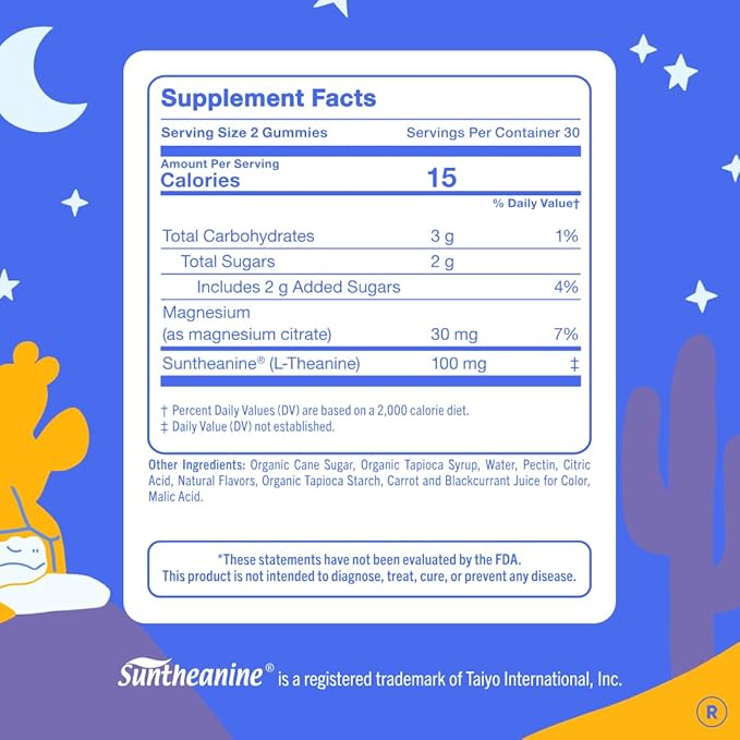 FIRST DAY Magnesium for Kids Gummies – Calm Kids Magnesium Citrate Gummies to Support Sleep &amp Relaxation – Bedtime Supplement with Suntheanine® L-Theanine NO Melatonin - Strawberry - 30-Day Suppl