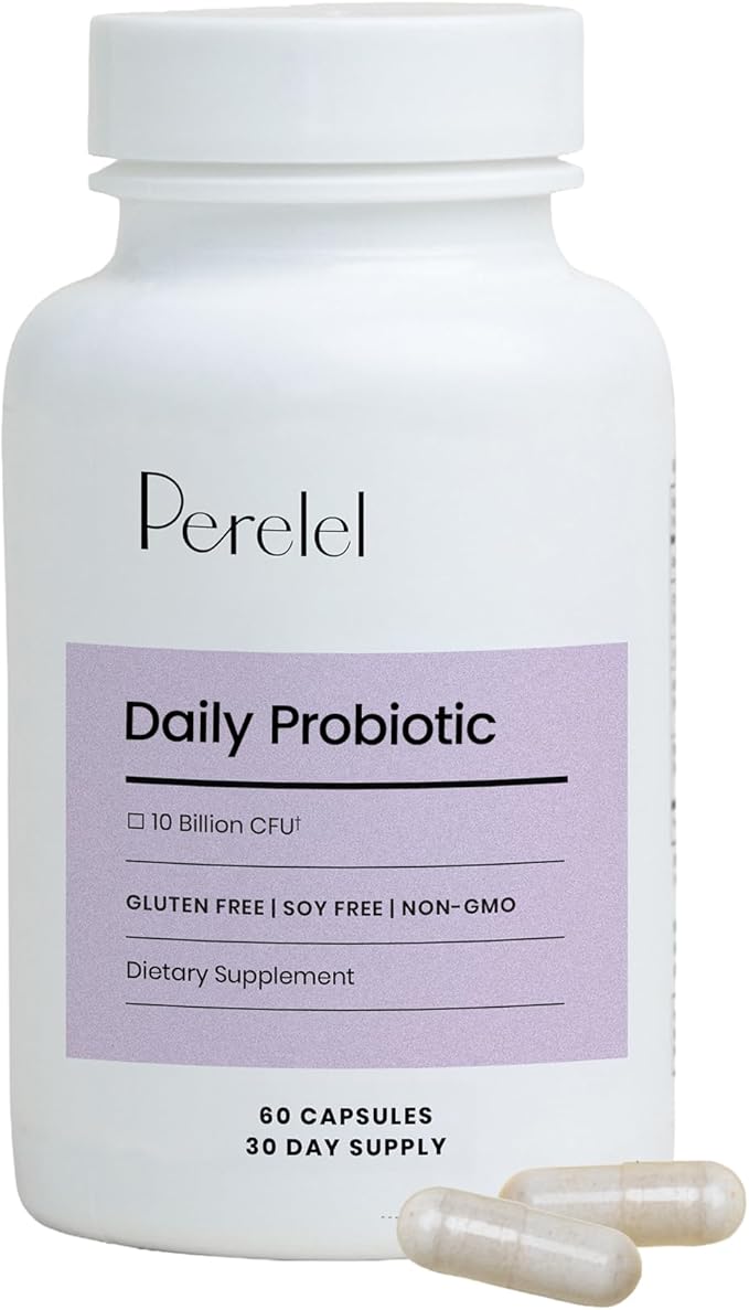 Perelel Daily Probiotic Women’s Supplement with 10 Billion CFU Supports Vaginal Health &amp Everyday Digestive Soy and Gluten Free Non GMO Shelf Stable 60 Capsules