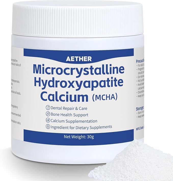 Microcrystalline Hydroxyapatite (MCHA) Powder Non-Nano Natural Calcium Phosphate Bovine-Derived Raw Ingredient Fine Powder for Formulation &amp DIY Use 1.06 oz (30g)