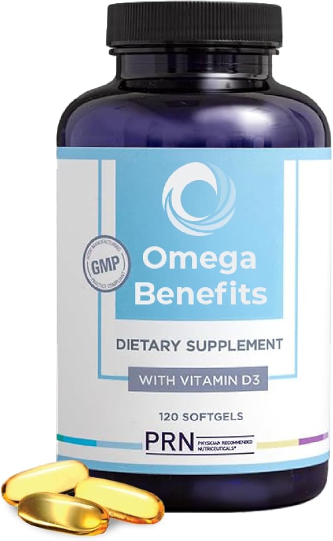 PRN Omega 3 Supplement - 120 Softgels 30-Day Supply - Fish Oil Omega 3 Supplements with 1680 mg EPA &amp 560 mg DHA - rTG Omega-3 + Vitamin D for Skin Joint Brain Eye &amp Heart Health
