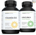 SMARTERNUTRITION Plant-Based Vitamin D3 Immune Support with Vegan K2 Complex + Smarter Nutrition Enzymes - Daily Digestive Aids with 16 Different Natural Enzymes