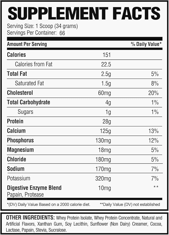 Whey Isolate Protein Powder - Chocolate Flavor 28g of Protein Protein Source Low Carb Classic Specialty