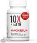 10X Health Magnesium Supplements - High-Absorption Magnesium Citrate for Sleep Muscle &amp Nerve Support Cardiovascular &amp Heart Health - 60 Capsules