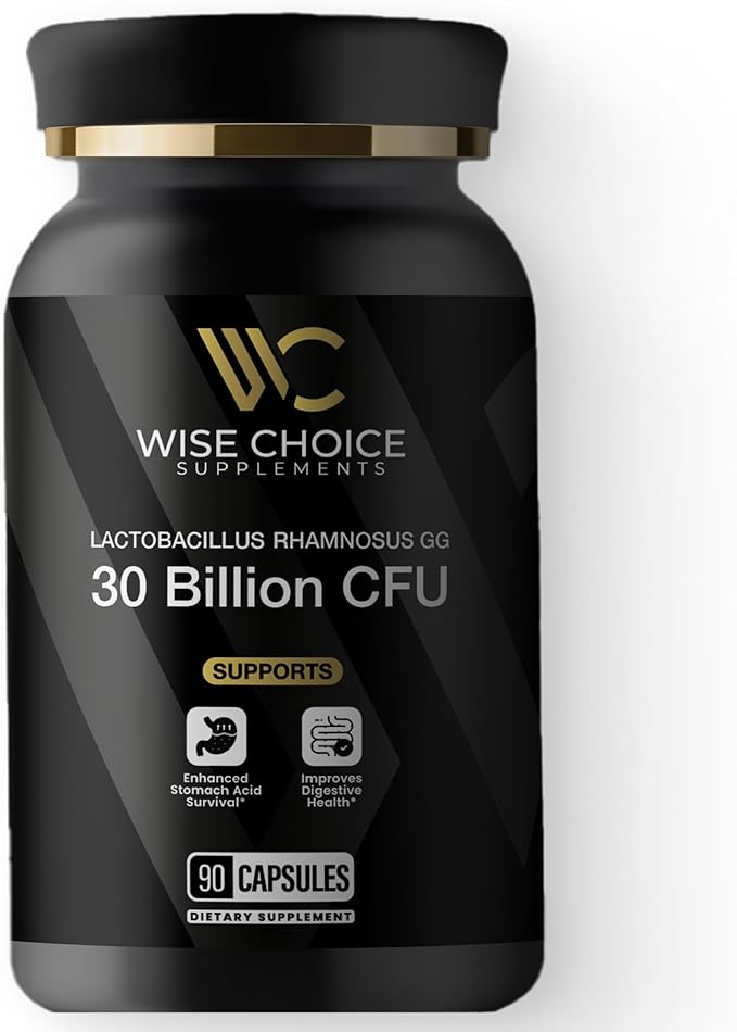Lactobacillus Rhamnosus GG Probiotic | 30 Billion CFU | 90 Capsules | LGG Strain for Advanced Gut Health &amp Immune Support | 3rd Party Tested | Non-GMO &amp Gluten Free