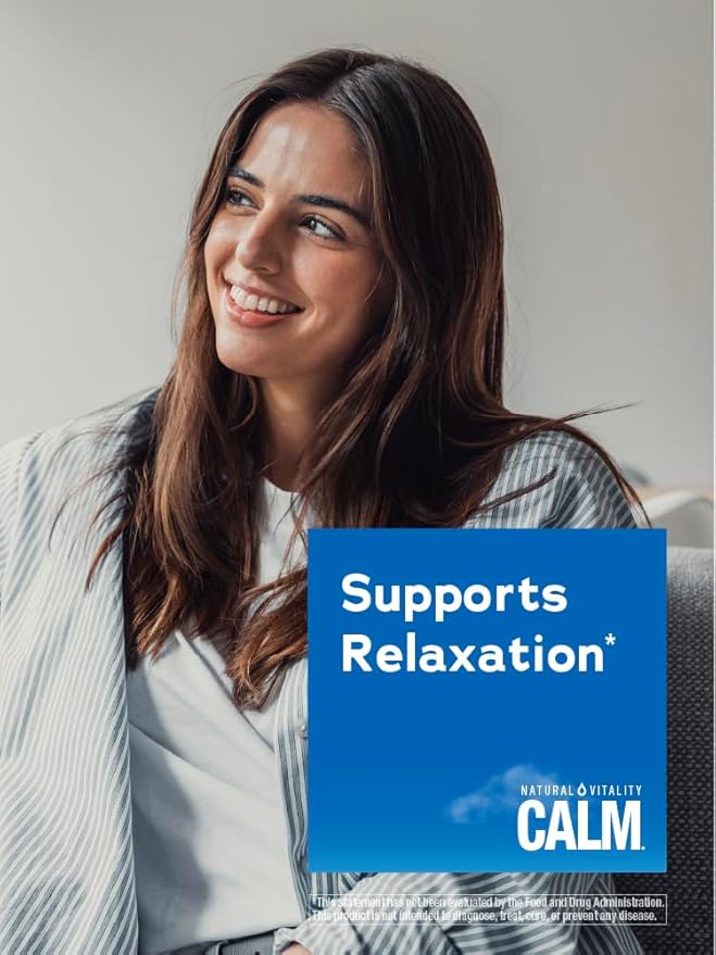 Natural Vitality Calm Magnesium Supplement Drink Mix Powder Gluten Free Vegan &amp Non-GMO Watermelon 8oz Powder