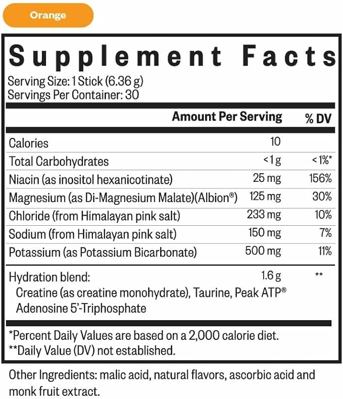 Seeking Health Optimal Electrolyte Sticks - Electrolyte Drink for Hydration Heart &amp Muscle Recovery† Support - Supports Active Lifestyle - Vegan Gluten-Free &amp Non-GMO - Orange Flavor 30 Sti