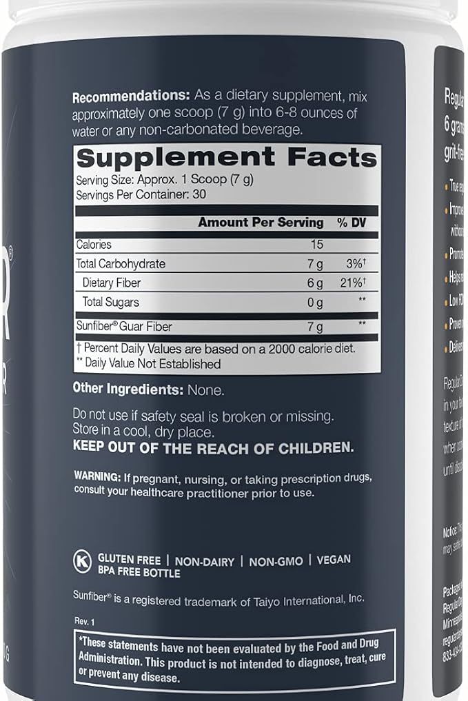 Sunfiber Prebiotic Fiber Supplement for Digestive Health - Promotes Gentle Regularity | Gluten Free Vegan Dairy Free Non-GMO Keto Tasteless | One Simple Ingredient | 30 Servings