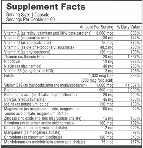 BariatricPal Duodenal Switch Complete 30-Day Supply Vitamin Pack (Capsule with 45mg Iron Calcium Citrate Soft Chews with Probiotics - Wild Grape)