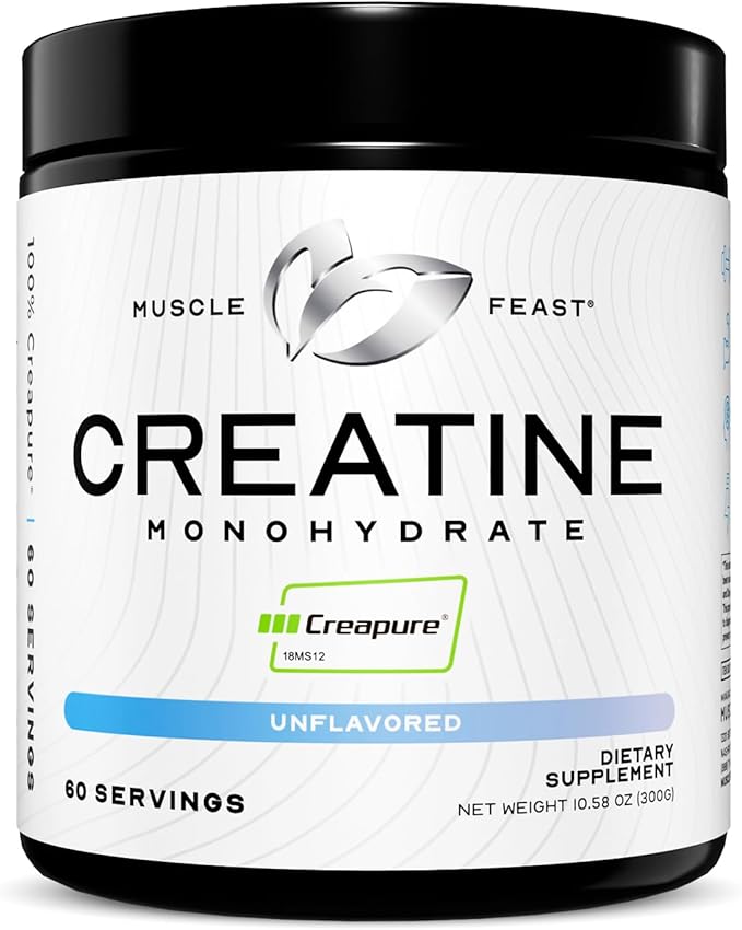 Muscle Feast 100% Whey + Creatine Bundle: (1) 100% Whey Protein (Unflavored 5lb) + (1) Creatine Powder (Unflavored 300g)