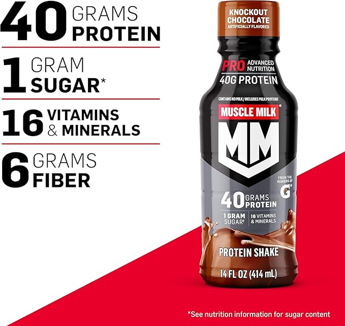 Muscle Milk Pro Series Protein Shake Top 4 Flavor Variety Pack 14 Fl Oz Bottles (Pack of 24)