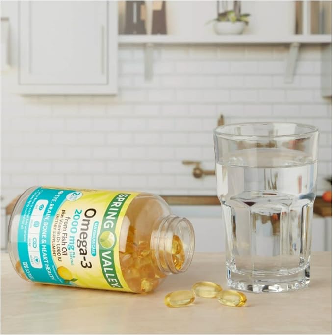 Spring Valley Omega-3 from Fish Oil 2000 mg Maximum Care 120 count + STS Sticker.