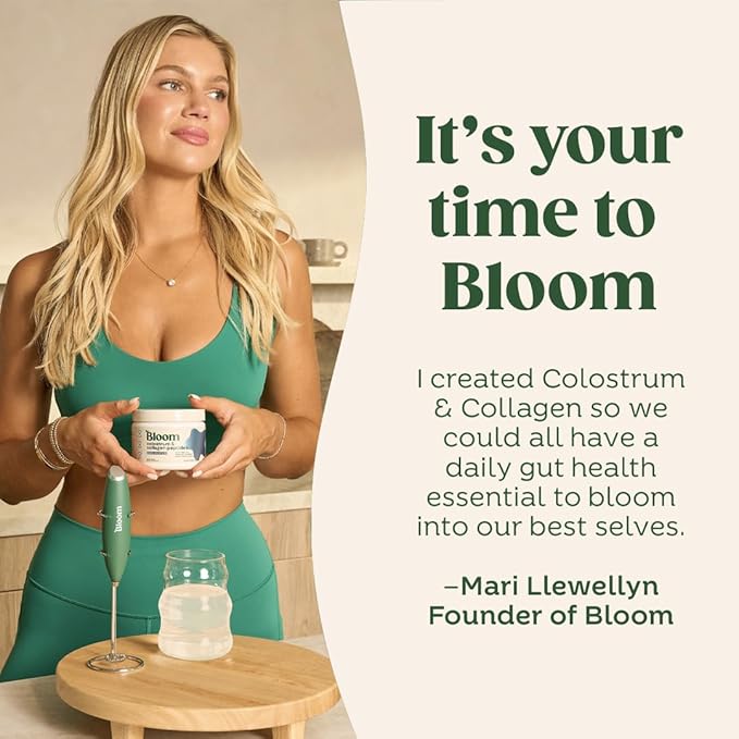 Bloom Nutrition Bovine Colostrum Powder with Vitamin B-12 for Gut Health Immune Support Hair Growth &amp Beauty Supplement | Strawberry 25 Servings