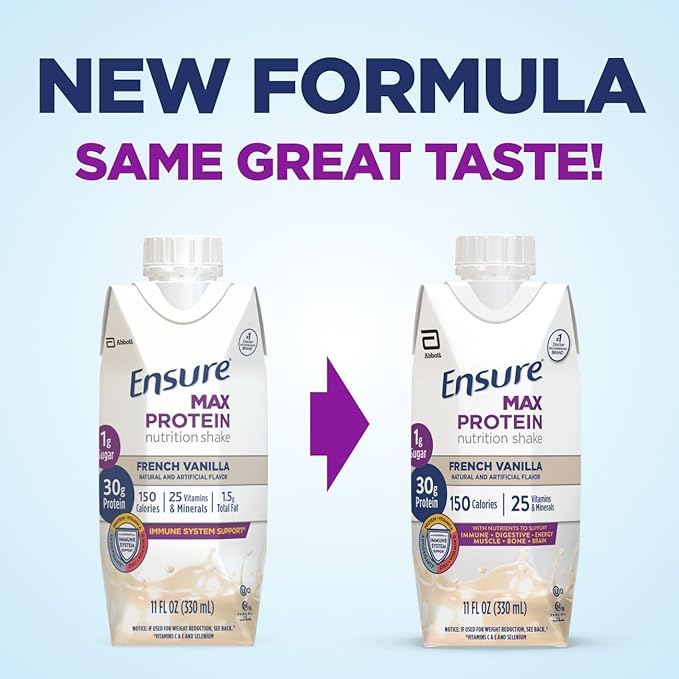 Ensure Max Protein Nutrition Shake with 30g Protein &amp Pure Protein Vanilla Shake with 30g Protein 12 Packs