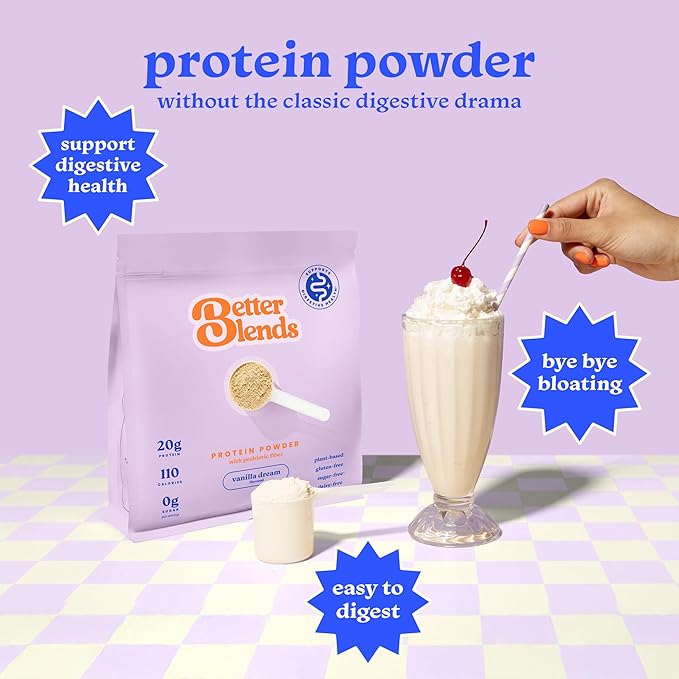 Gut-Friendly Protein Powder for Sensitive Stomachs Low FODMAP 20g Vegan Pea &amp Rice Protein with Prebiotic Fiber Dairy-Free Gluten-Free No Gums or Added Sugar - Vanilla Dream