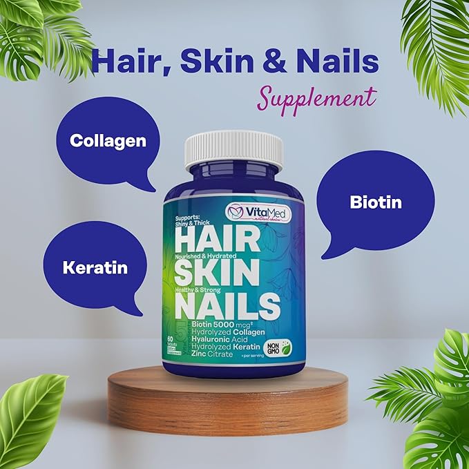 VitaMed Wellness Combo – Vita Forte Vegan Multivitamin + Hair Skin &amp Nails | Complete Daily Nutrition for Energy Immunity Radiant Skin &amp Hair – Halal Non-GMO Made in USA (2 Bottles Bundl