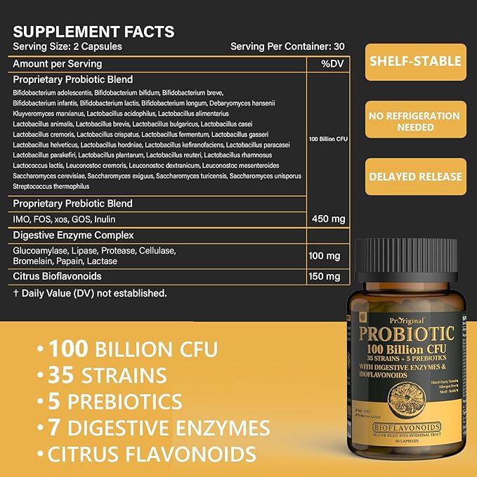 Probiotic 100 Billion CFU + 120 Billion CFU for Gut &amp Digestive Health Vegan Acidophilus Probiotic Supplement
