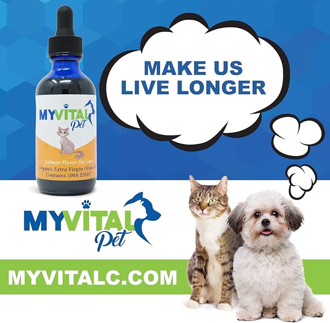 MyVitalC Combo 4Oz ESS60 Organic Extra Virgin Olive Oil &amp 2Oz MyVitalPet ESS60 Olive Olive for Cats &amp Pets Salmon Flavored