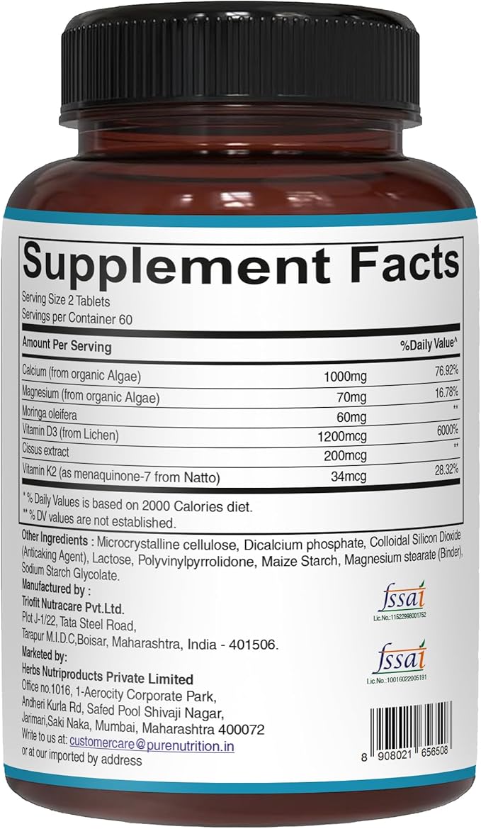 Pure Nutrition Vitamin D3 K2 + Cal-D Plant-Based Calcium | Vegan D3 from Lichen | Bundle Pack